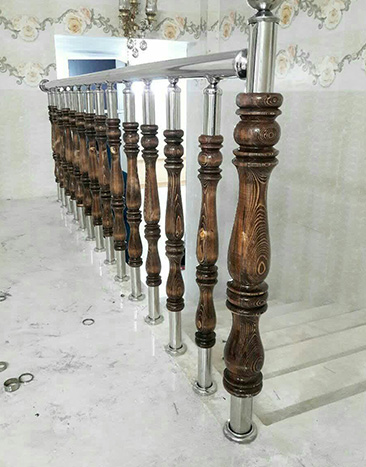 نرده ترکیب چوب و استیل